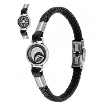 PULSEIRA COURO COM SOL E LUA